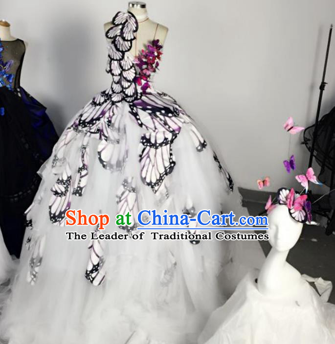 Top Grade Models Show Costume Stage Performance Catwalks Butterfly Wings Full Dress for Women