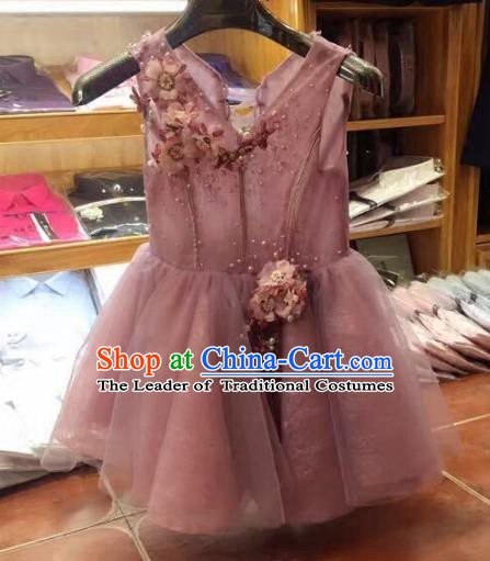 Top Grade Children Catwalks Costume Modern Dance Stage Performance Princess Pink Dress for Kids