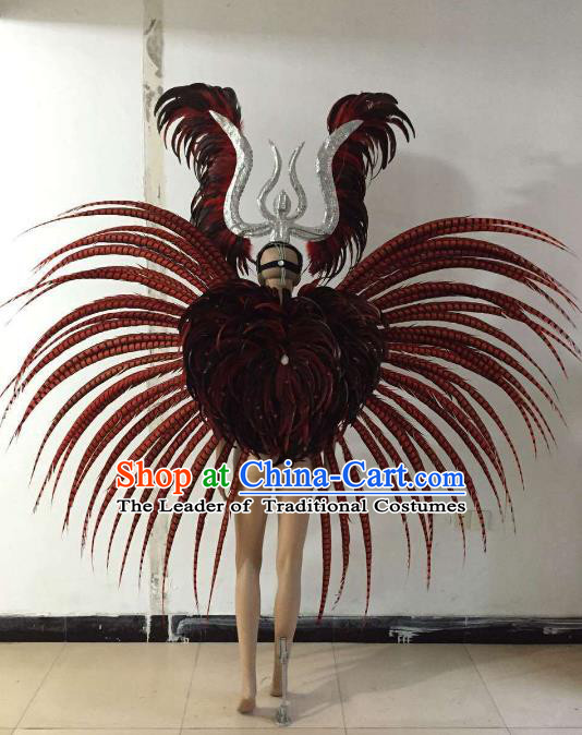 Top Grade Stage Performance Brazilian Carnival Feather Wings Miami Feathers Deluxe Wings Headwear Mask for Women
