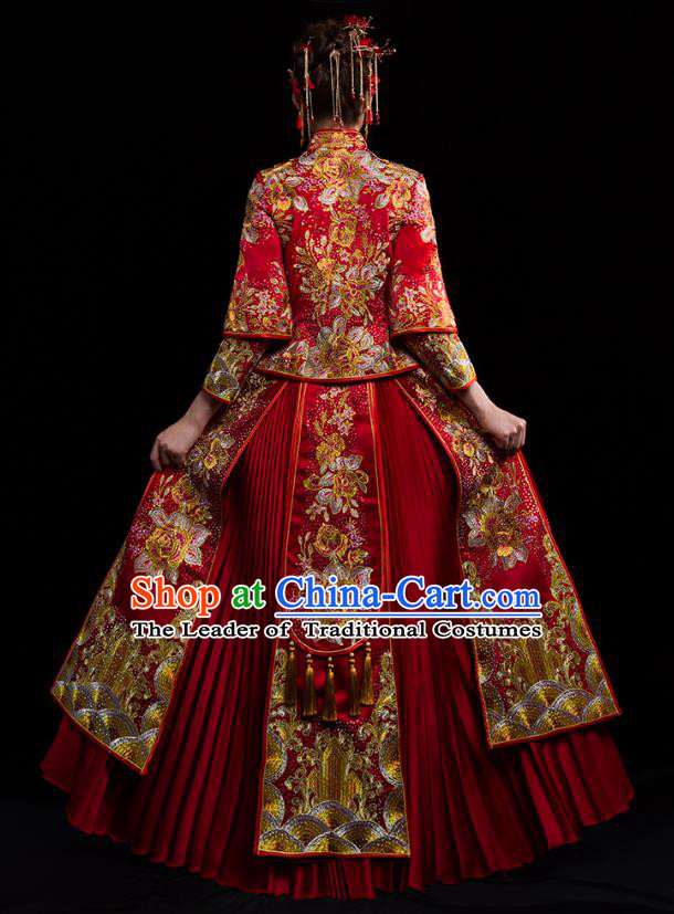 Traditional Chinese Wedding Costumes Traditional Xiuhe Suits Ancient Chinese bridal Full Dress