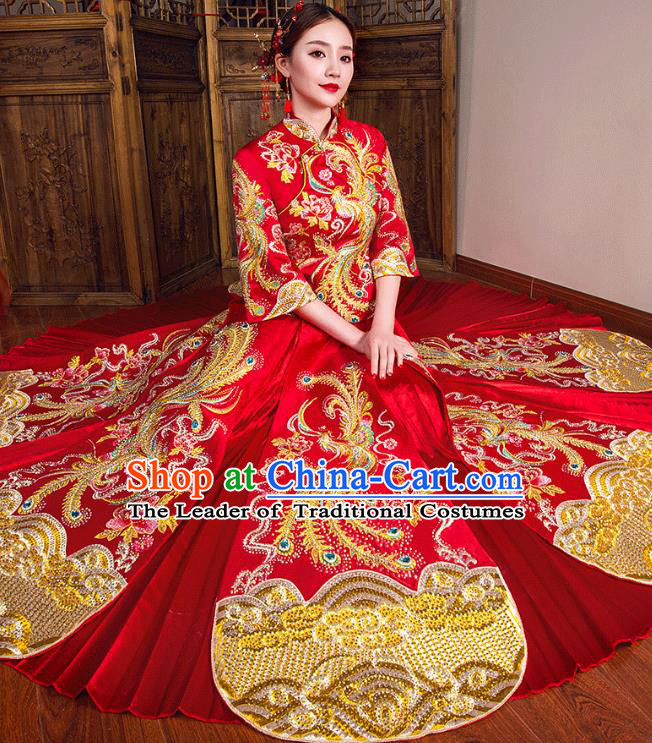 Traditional Chinese Wedding Costumes Traditional Xiuhe Suits Ancient Chinese bridal Full Dress