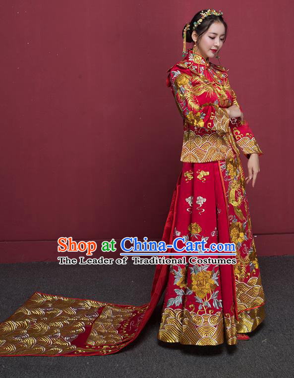 Traditional Chinese Wedding Costumes Traditional Xiuhe Suits Ancient Chinese bridal Full Dress