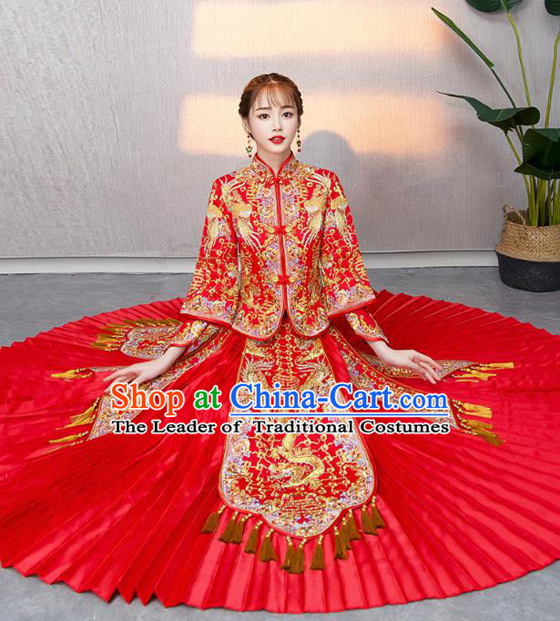 Traditional Chinese Wedding Costumes Traditional Xiuhe Suits Ancient Chinese bridal Full Dress