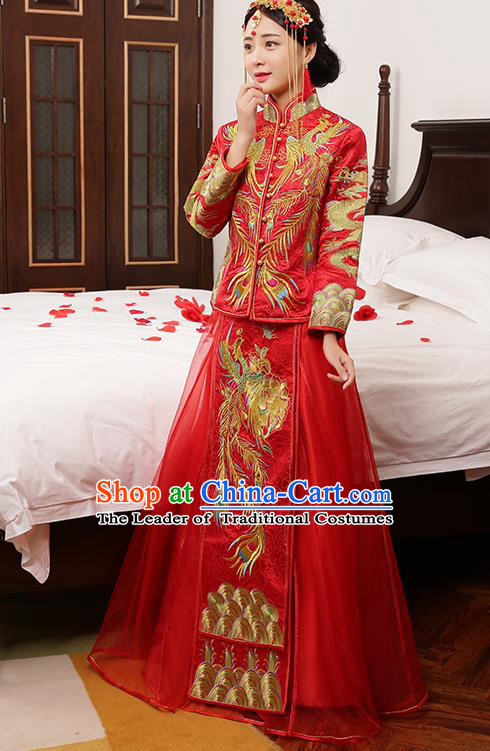 Traditional Chinese Wedding Costumes Traditional Xiuhe Suits Ancient Chinese bridal Full Dress
