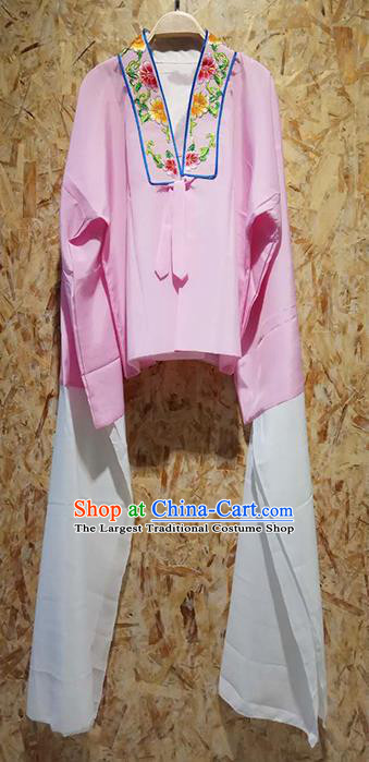 Professional Chinese Beijing Opera Costumes Ancient Peking Opera Actress Embroidered Water Sleeve Pink Blouse for Adults