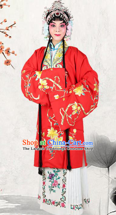 Professional Chinese Beijing Opera Costumes Ancient Huangmei Opera Actress Embroidered Red Clothing for Adults