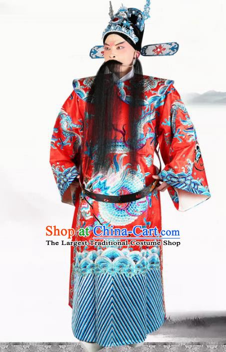 Professional Chinese Beijing Opera Costume Peking Opera Minister Red Gwanbok Robe and Hat for Adults