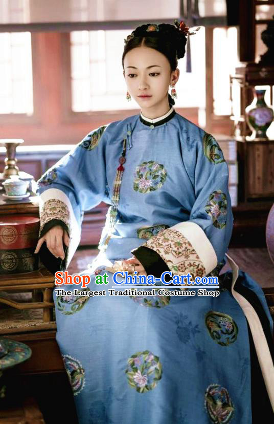 Story of Yanxi Palace Chinese Qing Dynasty Imperial Consort Ling Embroidered Costumes and Headpiece Complete Set