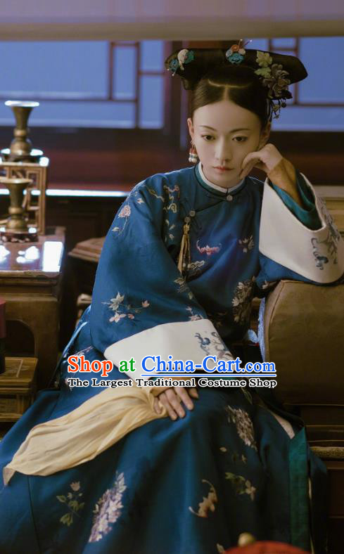 Story of Yanxi Palace Chinese Ancient Qing Dynasty Manchu Imperial Consort Embroidered Costumes and Headpiece Complete Set