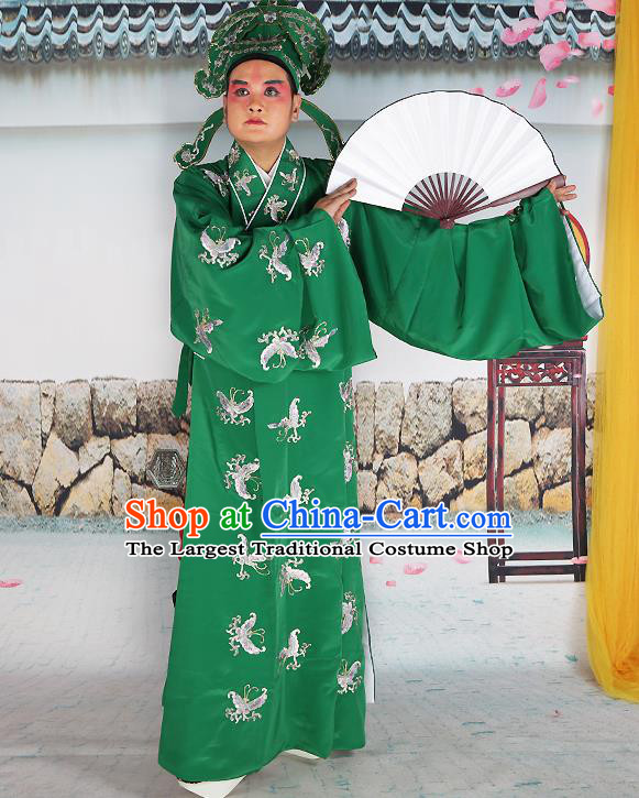 Traditional China Beijing Opera Costume Gifted Scholar Embroidered Robe and Hat Ancient Chinese Peking Opera Embroidery Clothing