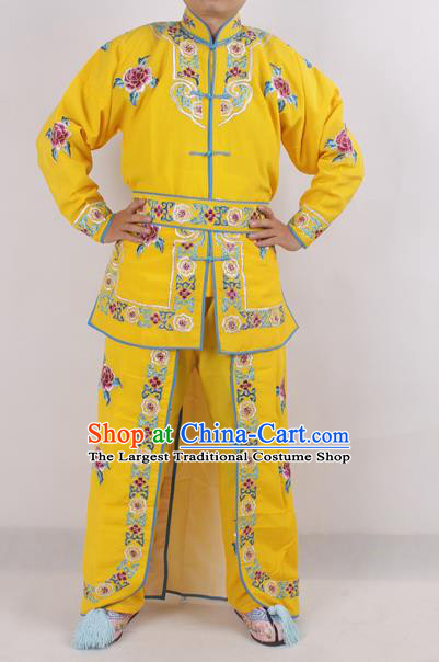 Chinese Peking Opera Female Warrior Yellow Costume Ancient Swordswoman Embroidered Clothing for Adults