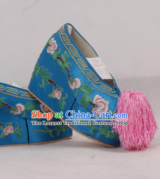 Chinese Traditional Beijing Opera Diva Embroidered Shoes Peking Opera Princess Cloth Shoes for Women
