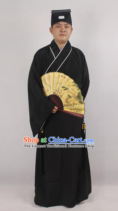 Professional Chinese Peking Opera Niche Costume Beijing Opera Scholar Black Robe and Hat for Adults