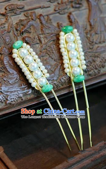 Chinese Handmade Ancient Hair Accessories Ancient Hanfu Pearls Hairpins for Women