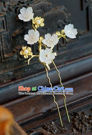 Chinese Handmade Hair Accessories Ancient Princess White Plum Blossom Hairpins for Women