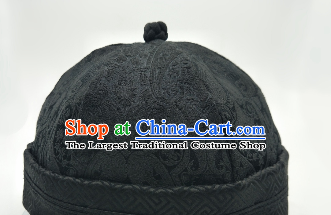Chinese Traditional Handmade Silk Brocade Landlord Hat for Men
