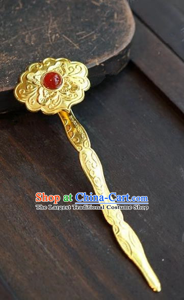 Chinese Handmade Ancient Hair Accessories Ancient Hanfu Golden Ruyi Hairpins for Women