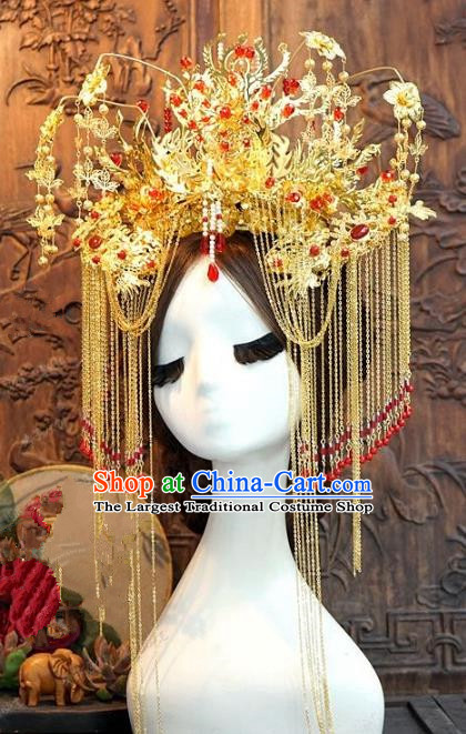 Chinese Ancient Handmade Phoenix Coronet Hanfu Hairpins Wedding Hair Accessories Complete Set for Women