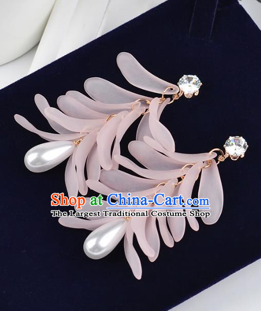 Top Grade Handmade Jewelry Accessories Bride Pink Pearl Earrings for Women