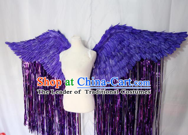 Top Grade Catwalks Swimsuit Wing Stage Performance Model Show Customized Purple Feather Wings for Women