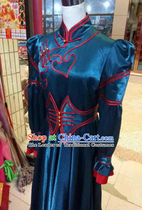 Traditional Chinese Mongol Nationality Dancing Costume Mongols Female Folk Dance Headwear Mongolian Minority Embroidery Costume