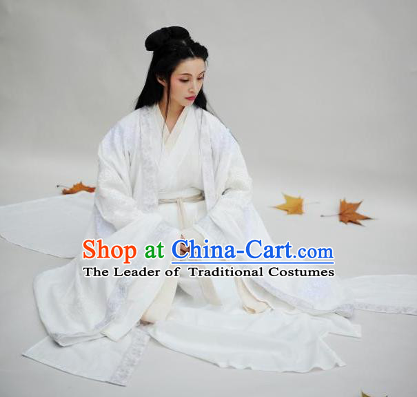 Traditional Chinese Ancient Imperial Concubine Embroidered Costume Jin Dynasty Palace Queen Hanfu Dress for Women
