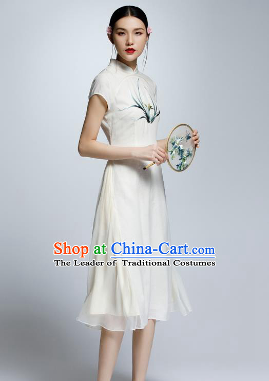 Traditional Ancient Chinese Young Women Cheongsam Dress Republic of China Tangsuit Stand Collar Blouse Dress Tang Suit Clothing