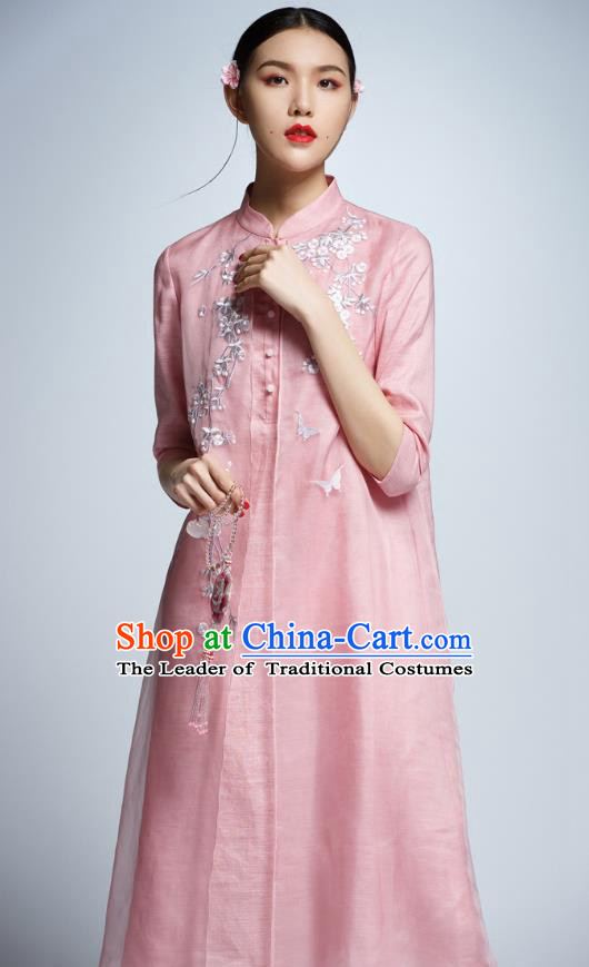 Traditional Ancient Chinese Young Women Cheongsam Dress Republic of China Tangsuit Stand Collar Blouse Dress Tang Suit Clothing