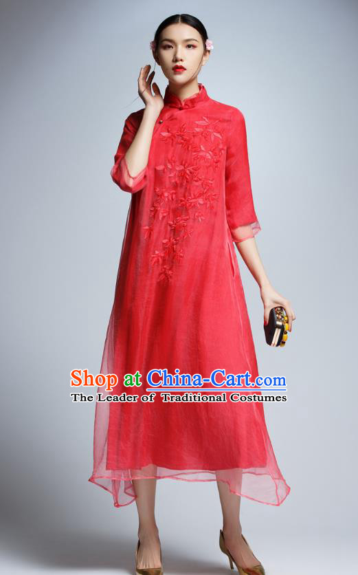 Traditional Ancient Chinese Young Women Cheongsam Dress Republic of China Tangsuit Stand Collar Blouse Dress Tang Suit Clothing