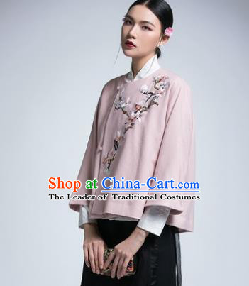 Chinese Traditional Tang Suit Pink Jacket China National Upper Outer Garment Cheongsam Shirt for Women