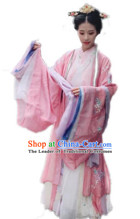 Chinese Jin Dynasty Princess Embroidered Hanfu Dress Ancient Palace Lady Costumes Complete Set for Women