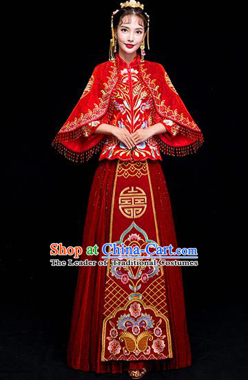 Chinese Traditional Wedding Costumes China Ancient Bride Xiuhe Suit Embroidered Clothing for Women