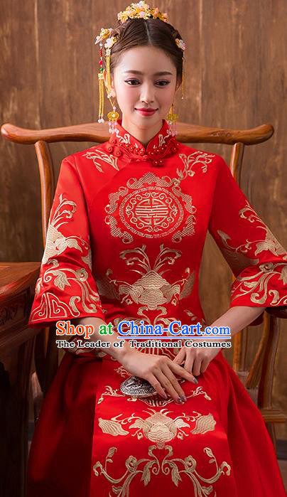 Traditional Chinese Wedding Costumes Traditional Xiuhe Suits Ancient Chinese bridal Full Dress