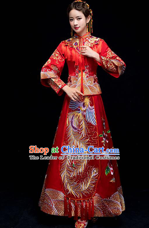 Traditional Chinese Wedding Costumes Traditional Xiuhe Suits Ancient Chinese bridal Full Dress