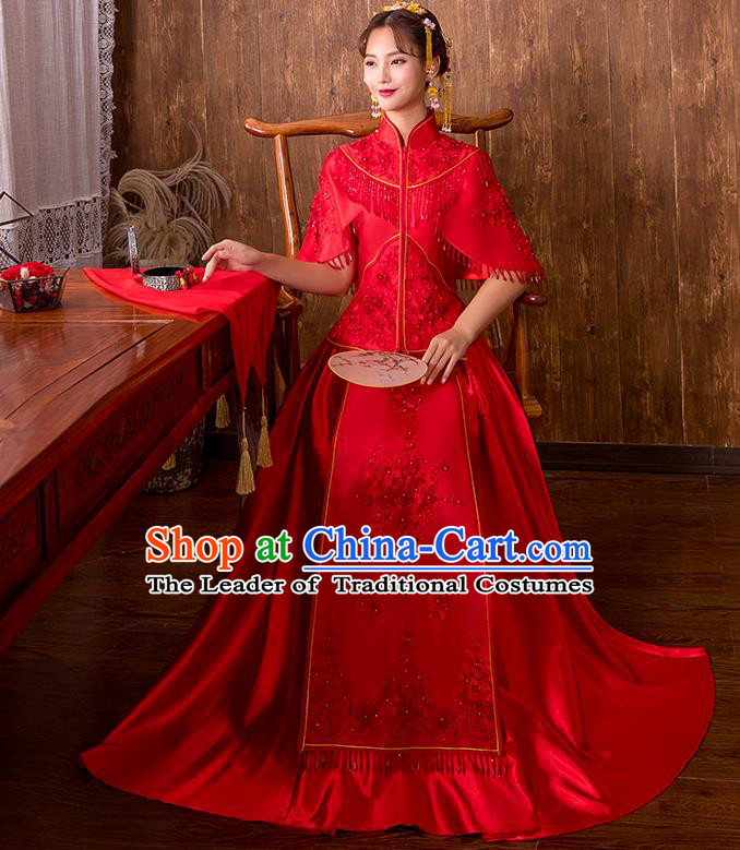 Traditional Chinese Wedding Costumes Traditional Xiuhe Suits Ancient Chinese bridal Full Dress