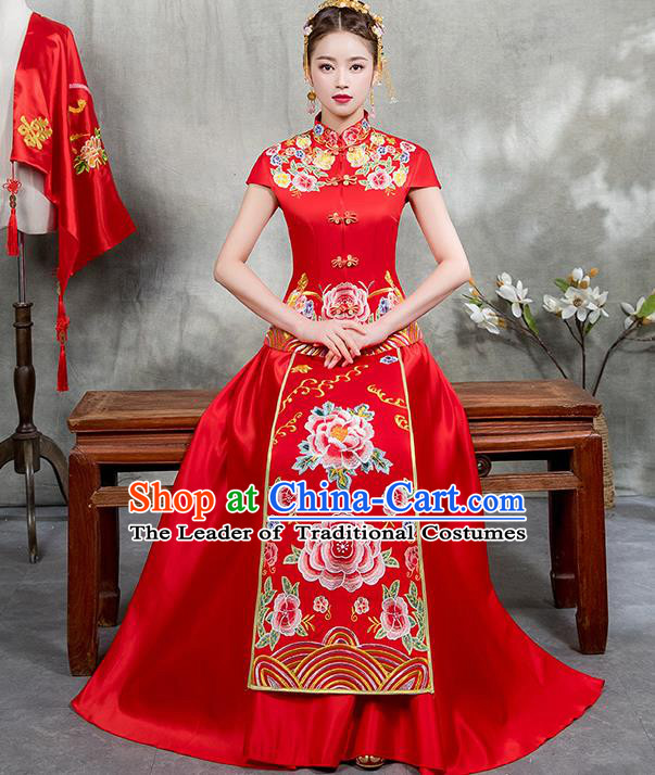 Traditional Chinese Wedding Costumes Traditional Xiuhe Suits Ancient Chinese bridal Full Dress