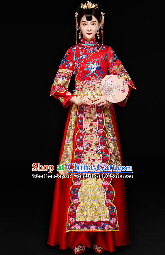 Traditional Chinese Wedding Costumes Traditional Xiuhe Suits Ancient Chinese bridal Full Dress