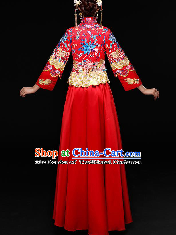 Traditional Chinese Wedding Costumes Traditional Xiuhe Suits Ancient Chinese bridal Full Dress