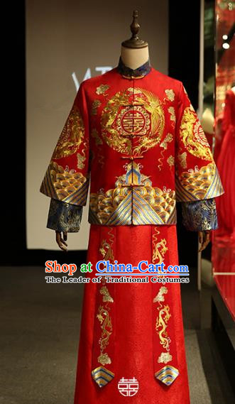 Chinese Traditional Wedding Xiuhe Suit Costume Ancient Bridegroom Tang Suit Embroidered Clothing for Men