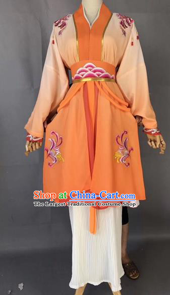 Chinese Traditional Beijing Opera Maidservant Orange Dress Peking Opera Diva Costumes for Adults