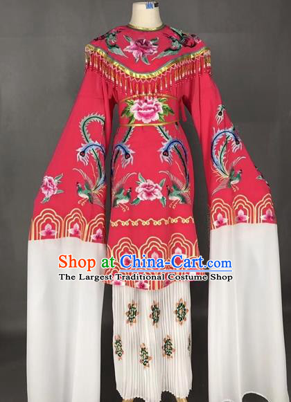 Chinese Traditional Peking Opera Imperial Consort Rosy Dress Beijing Opera Diva Embroidered Phoenix Costumes for Adults