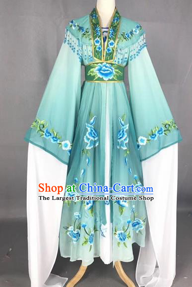 Chinese Peking Opera Actress Green Dress Traditional Beijing Opera Rich Lady Embroidered Costumes for Adults