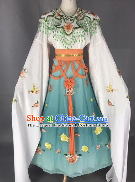 Chinese Peking Opera Diva Blue Dress Traditional Beijing Opera Rich Lady Embroidered Costumes for Adults