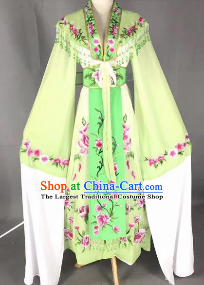 Chinese Peking Opera Actress Green Dress Traditional Beijing Opera Rich Lady Embroidered Costumes for Adults
