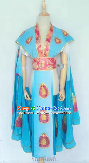 Chinese Peking Opera Butterfly Lovers Blue Dress Traditional Beijing Opera Young Lady Embroidered Costumes for Adults