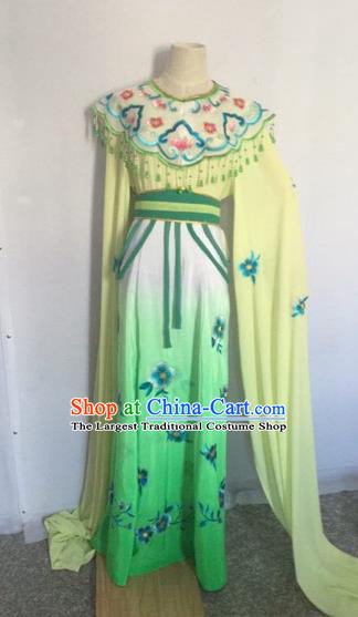 Chinese Ancient Peking Opera Young Lady Green Dress Traditional Beijing Opera Diva Costumes for Adults