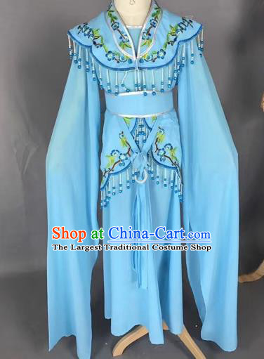 Chinese Ancient Peking Opera Children Blue Dress Traditional Beijing Opera Diva Costumes for Kids
