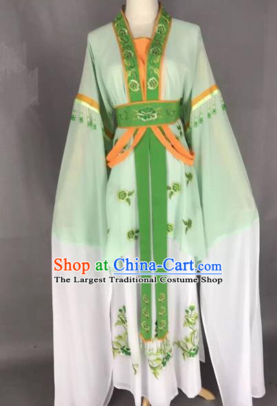 Chinese Traditional Peking Opera Diva Green Hanfu Dress Ancient Palace Princess Costume for Adults