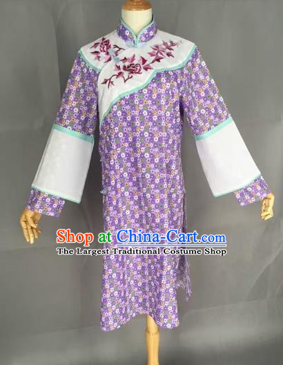 Chinese Traditional Peking Opera Actress Purple Blouse Ancient Countrywoman Costume for Adults