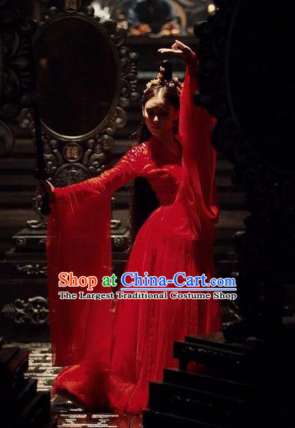 Chinese Ancient Palace Lady Costumes Legend Of Fu Yao Swordswoman Red Dress for Women